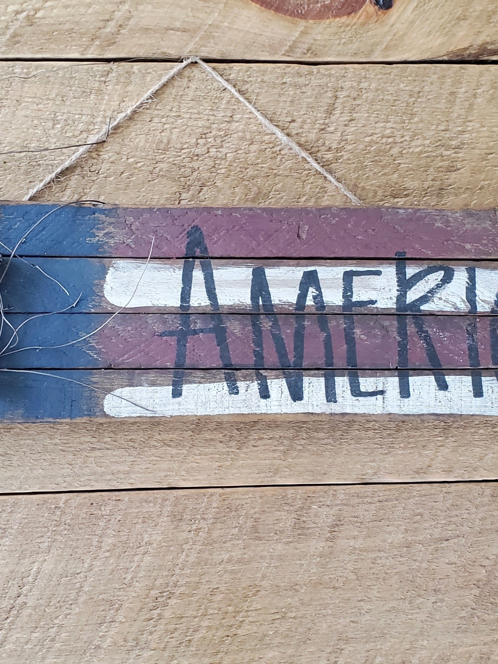 Rustic Wooden Wall Sign in Patriotic Colors